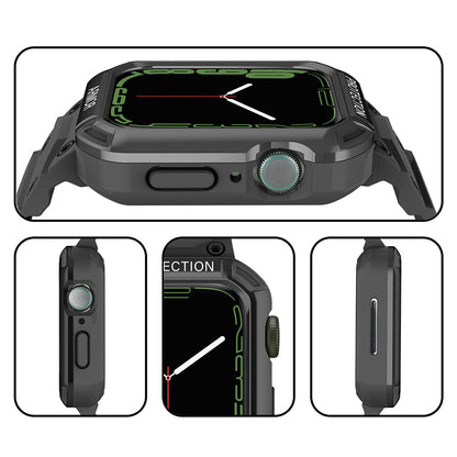 For Apple Watch Series 8 / 7 45mm / 6 / 5 / 4 / SE / SE (2022) 44mm 2-in-1 TPU Watchband Watch Case with PC Top Cover