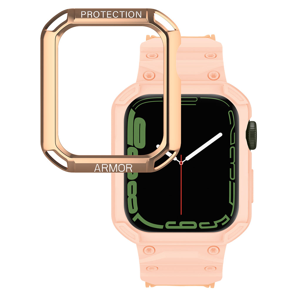 For Apple Watch Series 8 / 7 45mm / 6 / 5 / 4 / SE / SE (2022) 44mm 2-in-1 TPU Watchband Watch Case with PC Top Cover