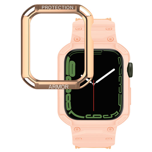 For Apple Watch Series 8 / 7 45mm / 6 / 5 / 4 / SE / SE (2022) 44mm 2-in-1 TPU Watchband Watch Case with PC Top Cover