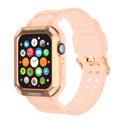 For Apple Watch Series 8 / 7 45mm / 6 / 5 / 4 / SE / SE (2022) 44mm 2-in-1 TPU Watchband Watch Case with PC Top Cover
