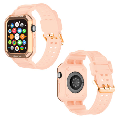 For Apple Watch Series 8 / 7 45mm / 6 / 5 / 4 / SE / SE (2022) 44mm 2-in-1 TPU Watchband Watch Case with PC Top Cover