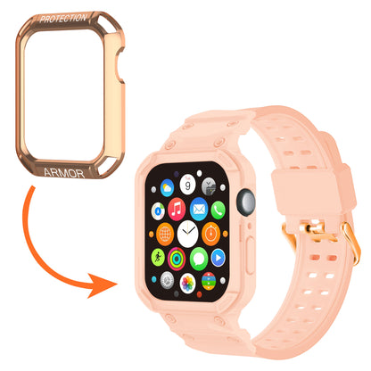 For Apple Watch Series 8 / 7 45mm / 6 / 5 / 4 / SE / SE (2022) 44mm 2-in-1 TPU Watchband Watch Case with PC Top Cover