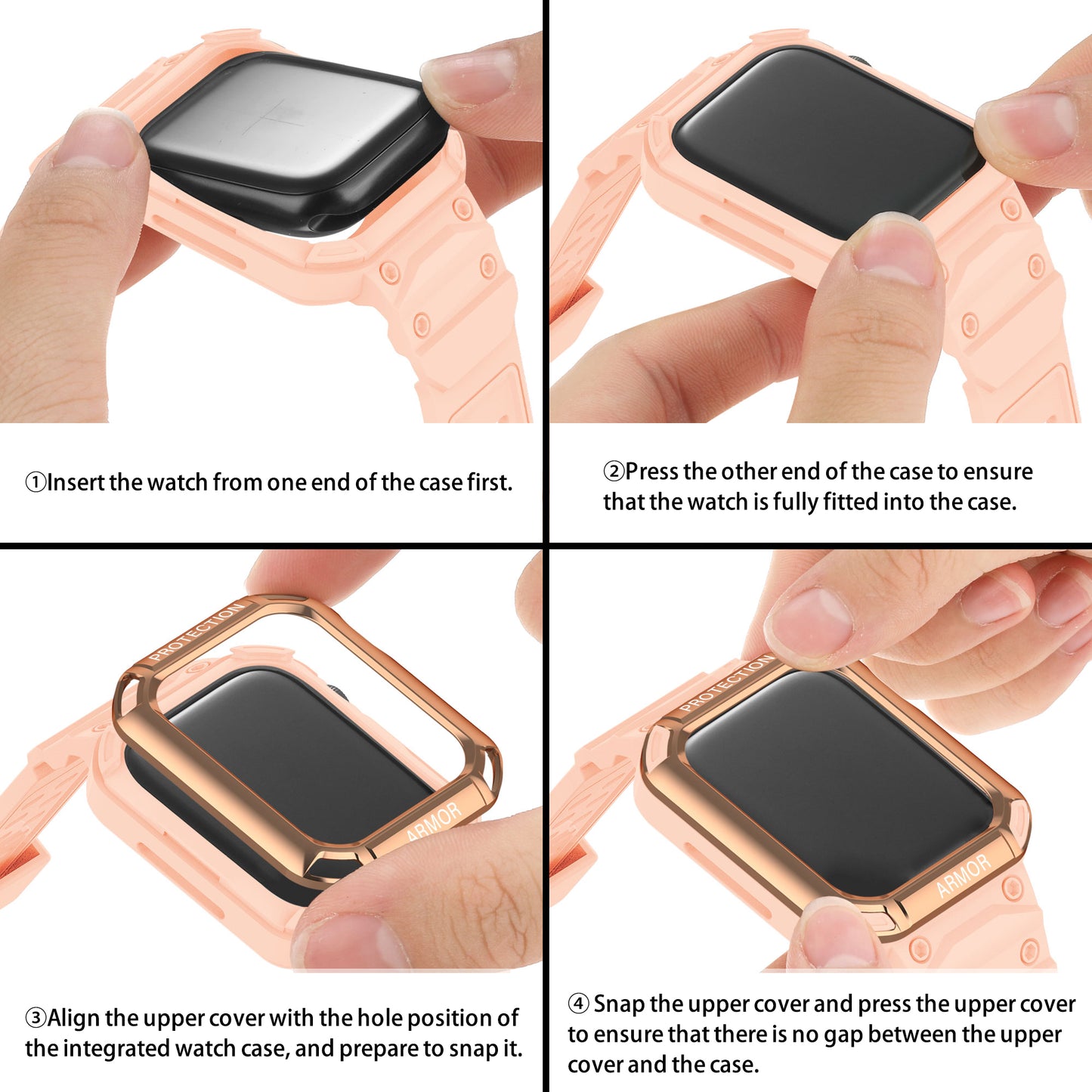 For Apple Watch Series 8 / 7 45mm / 6 / 5 / 4 / SE / SE (2022) 44mm 2-in-1 TPU Watchband Watch Case with PC Top Cover