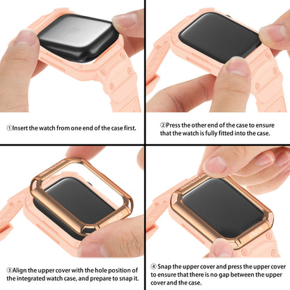 For Apple Watch Series 8 / 7 45mm / 6 / 5 / 4 / SE / SE (2022) 44mm 2-in-1 TPU Watchband Watch Case with PC Top Cover