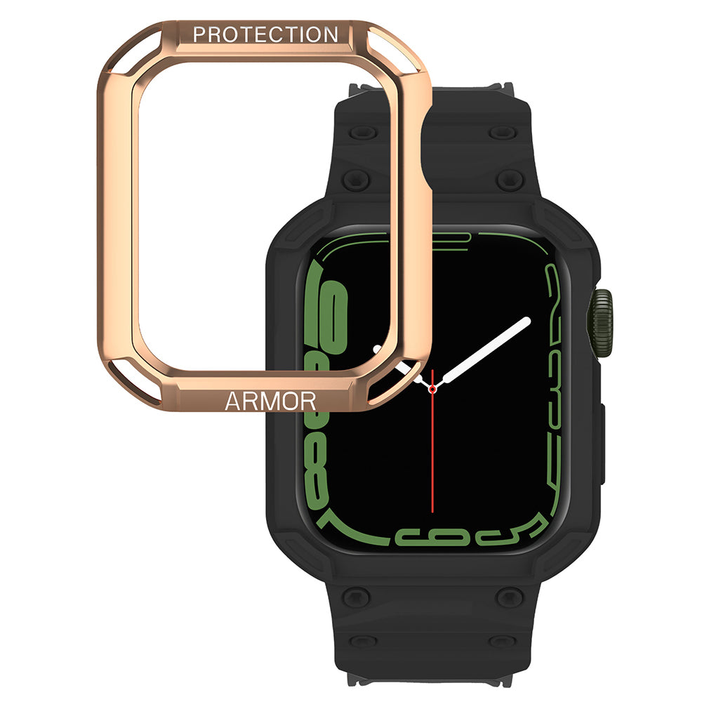 For Apple Watch Series 8 / 7 45mm / 6 / 5 / 4 / SE / SE (2022) 44mm 2-in-1 TPU Watchband Watch Case with PC Top Cover