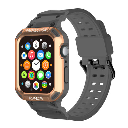 For Apple Watch Series 8 / 7 45mm / 6 / 5 / 4 / SE / SE (2022) 44mm 2-in-1 TPU Watchband Watch Case with PC Top Cover