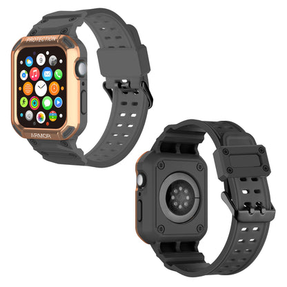 For Apple Watch Series 8 / 7 45mm / 6 / 5 / 4 / SE / SE (2022) 44mm 2-in-1 TPU Watchband Watch Case with PC Top Cover