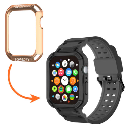 For Apple Watch Series 8 / 7 45mm / 6 / 5 / 4 / SE / SE (2022) 44mm 2-in-1 TPU Watchband Watch Case with PC Top Cover