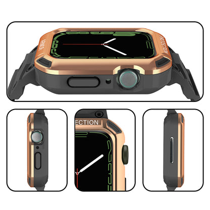 For Apple Watch Series 8 / 7 45mm / 6 / 5 / 4 / SE / SE (2022) 44mm 2-in-1 TPU Watchband Watch Case with PC Top Cover