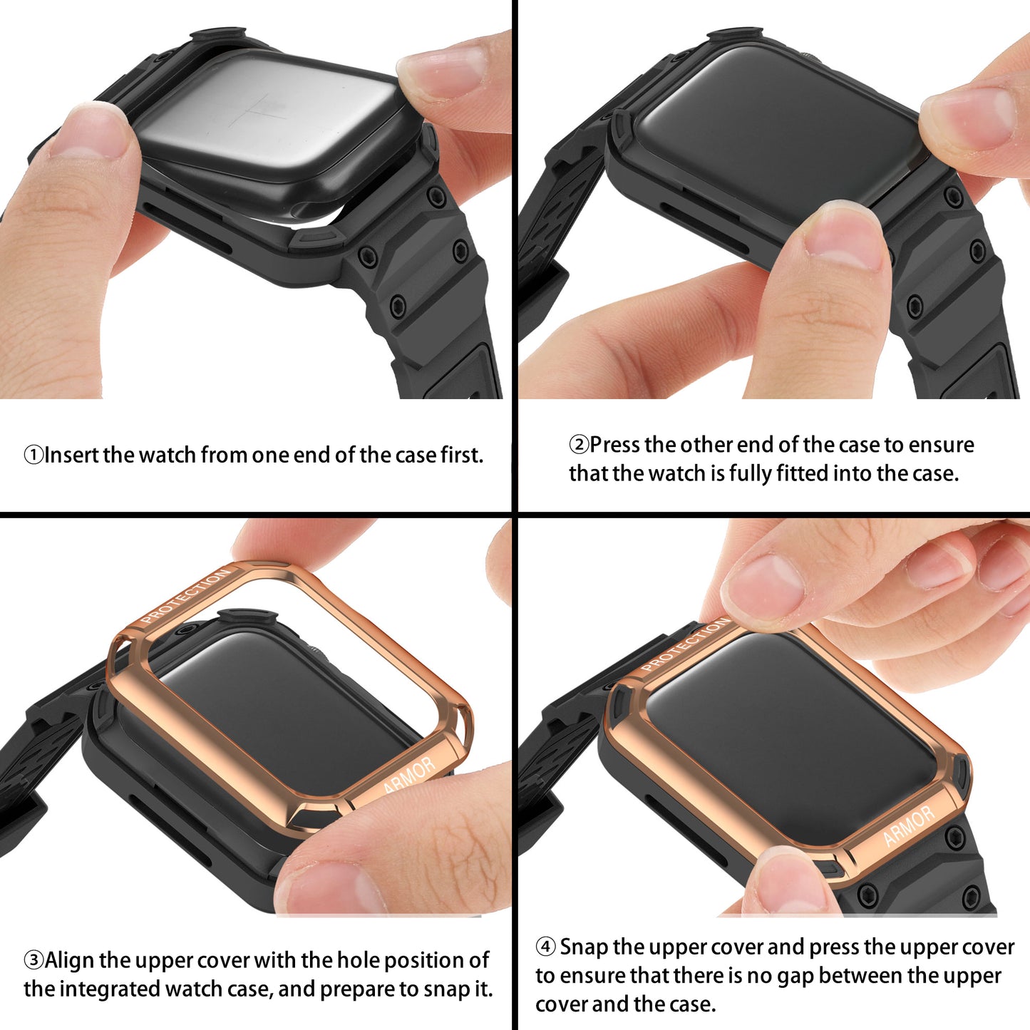 For Apple Watch Series 8 / 7 45mm / 6 / 5 / 4 / SE / SE (2022) 44mm 2-in-1 TPU Watchband Watch Case with PC Top Cover