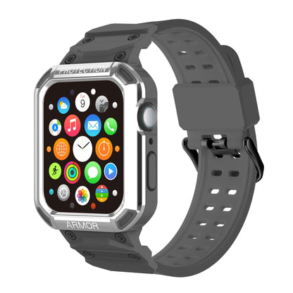 For Apple Watch Series 8 / 7 45mm / 6 / 5 / 4 / SE / SE (2022) 44mm 2-in-1 TPU Watchband Watch Case with PC Top Cover