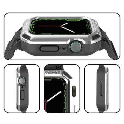 For Apple Watch Series 8 / 7 45mm / 6 / 5 / 4 / SE / SE (2022) 44mm 2-in-1 TPU Watchband Watch Case with PC Top Cover