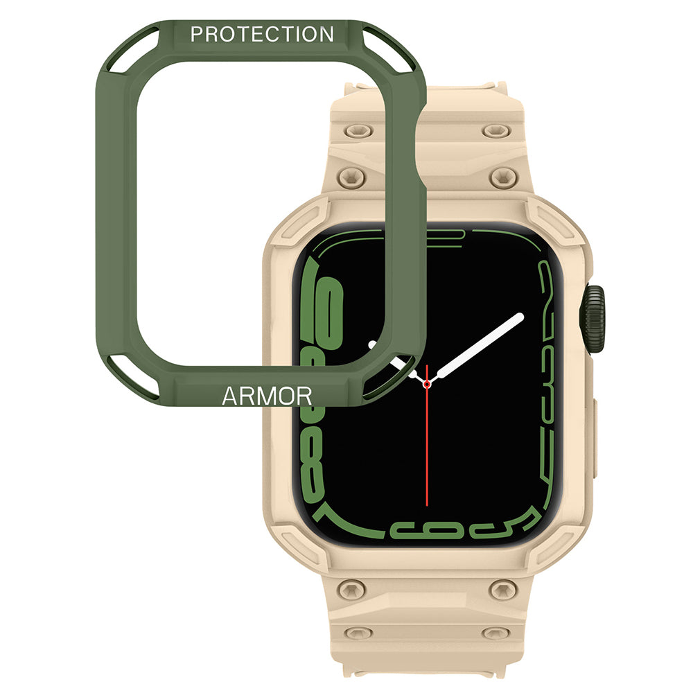 For Apple Watch Series 8 / 7 45mm / 6 / 5 / 4 / SE / SE (2022) 44mm 2-in-1 TPU Watchband Watch Case with PC Top Cover
