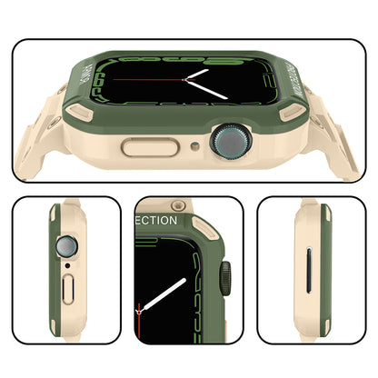 For Apple Watch Series 8 / 7 45mm / 6 / 5 / 4 / SE / SE (2022) 44mm 2-in-1 TPU Watchband Watch Case with PC Top Cover