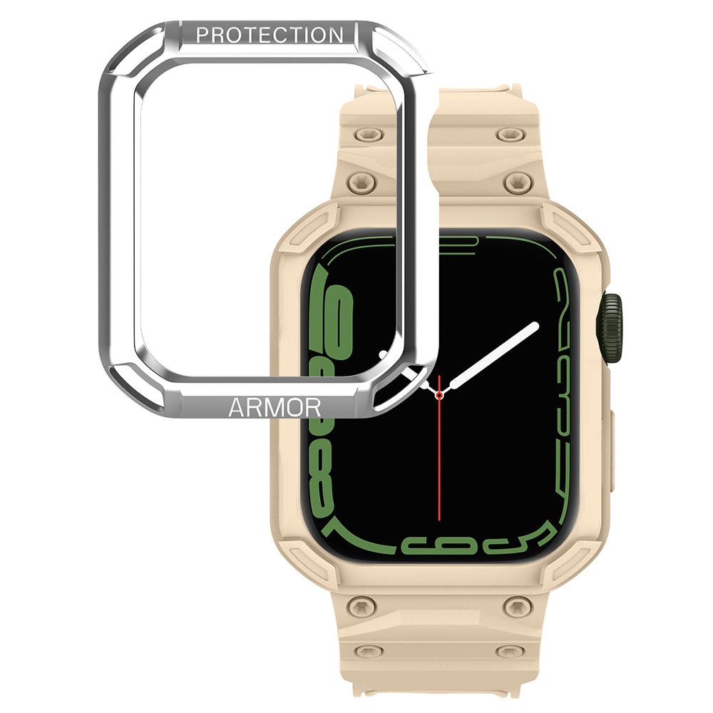For Apple Watch Series 8 / 7 45mm / 6 / 5 / 4 / SE / SE (2022) 44mm 2-in-1 TPU Watchband Watch Case with PC Top Cover
