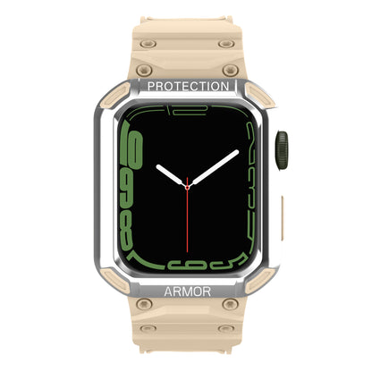 For Apple Watch Series 8 / 7 45mm / 6 / 5 / 4 / SE / SE (2022) 44mm 2-in-1 TPU Watchband Watch Case with PC Top Cover