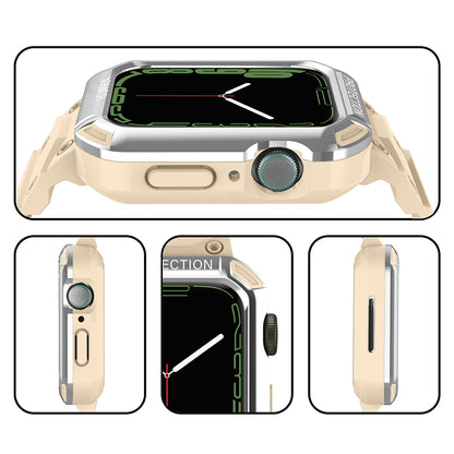 For Apple Watch Series 8 / 7 45mm / 6 / 5 / 4 / SE / SE (2022) 44mm 2-in-1 TPU Watchband Watch Case with PC Top Cover