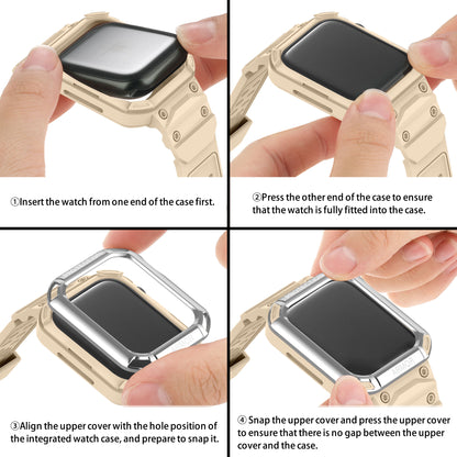 For Apple Watch Series 8 / 7 45mm / 6 / 5 / 4 / SE / SE (2022) 44mm 2-in-1 TPU Watchband Watch Case with PC Top Cover