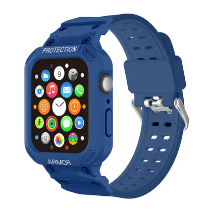 For Apple Watch Series 8 / 7 45mm / 6 / 5 / 4 / SE / SE (2022) 44mm 2-in-1 TPU Watchband Watch Case with PC Top Cover