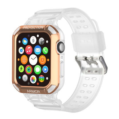 For Apple Watch Series 8 / 7 45mm / 6 / 5 / 4 / SE / SE (2022) 44mm 2-in-1 TPU Watchband Watch Case with PC Top Cover