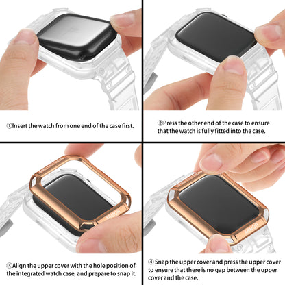 For Apple Watch Series 8 / 7 45mm / 6 / 5 / 4 / SE / SE (2022) 44mm 2-in-1 TPU Watchband Watch Case with PC Top Cover