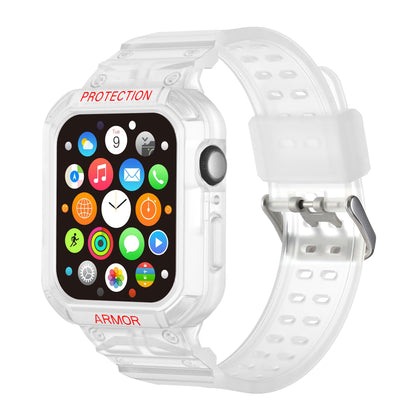 For Apple Watch Series 8 / 7 45mm / 6 / 5 / 4 / SE / SE (2022) 44mm 2-in-1 TPU Watchband Watch Case with PC Top Cover
