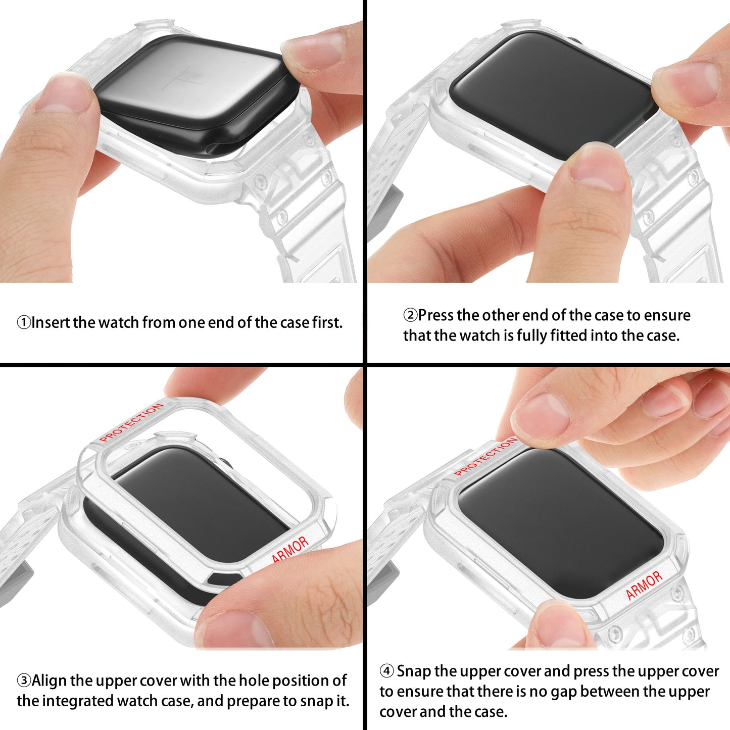 For Apple Watch Series 8 / 7 45mm / 6 / 5 / 4 / SE / SE (2022) 44mm 2-in-1 TPU Watchband Watch Case with PC Top Cover