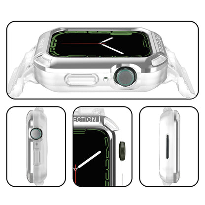 For Apple Watch Series 8 / 7 45mm / 6 / 5 / 4 / SE / SE (2022) 44mm 2-in-1 TPU Watchband Watch Case with PC Top Cover