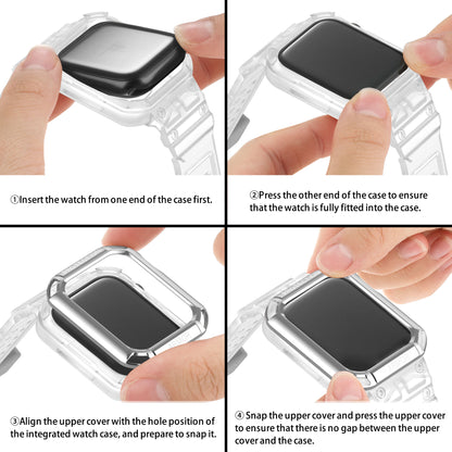 For Apple Watch Series 8 / 7 45mm / 6 / 5 / 4 / SE / SE (2022) 44mm 2-in-1 TPU Watchband Watch Case with PC Top Cover