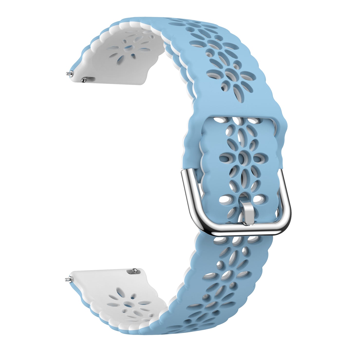 For Garmin Vivomove 3S / Samsung Gear Sport  / Huawei Watch GT 2 42mm Silicone Watchband 20mm Flower Hollow Dual Color Watch Strap