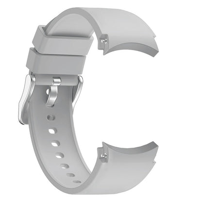 For Samsung Galaxy Watch6 40mm / 44mm / Watch6 Classic 43mm / 47mm Watch Band Silicone Strap with Silver Buckle