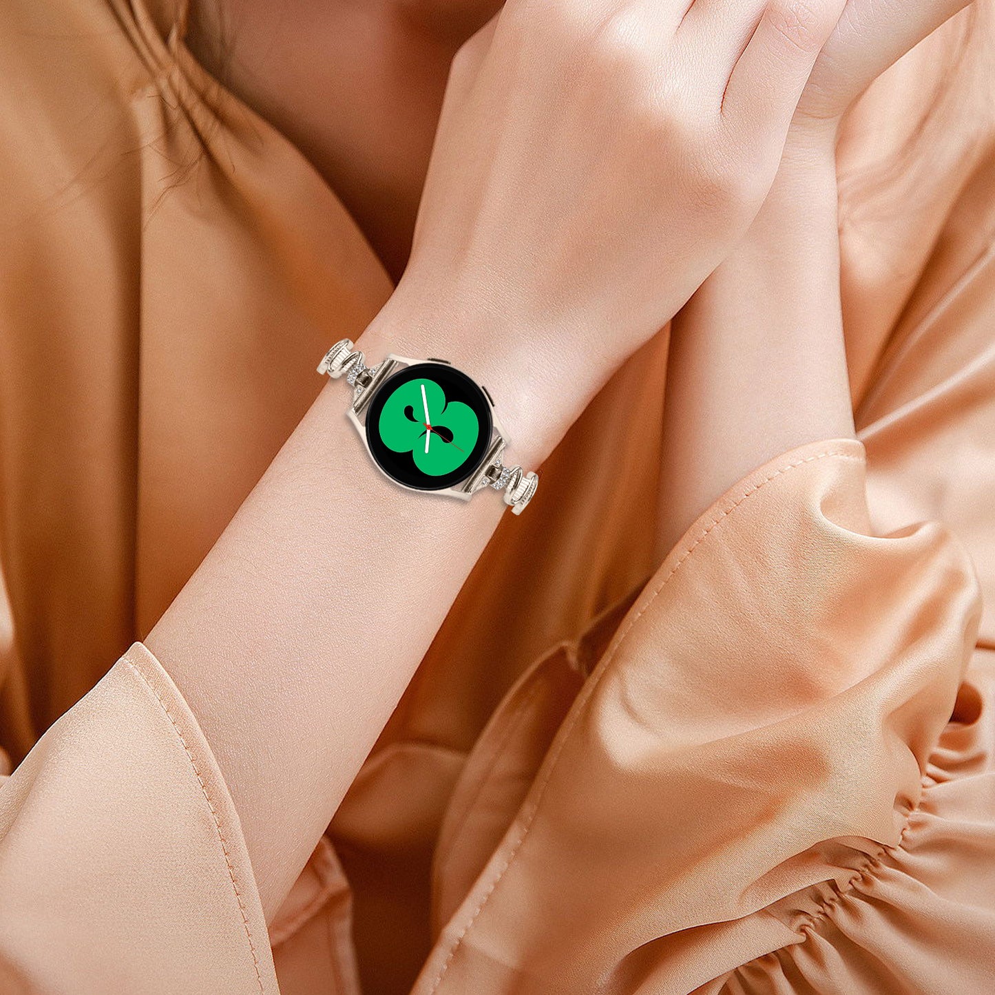 For Samsung Galaxy Watch4 / 4 Classic / Watch 5 Alloy Watch Band 20mm Rhinestones Decor Bracelet Strap