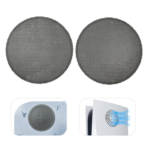 For Sony PS5 Game Console 2Pcs Round Mesh Dust Cover Heat Dissipation PVC Dust-proof Net