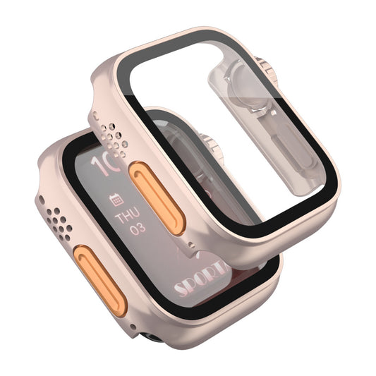 For Apple Watch Series 9 / 8 / 7 45mm Waterproof Hard PC Watch Case with Tempered Glass Screen Protector