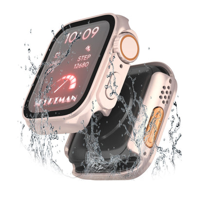 For Apple Watch Series 9 / 8 / 7 45mm Waterproof Hard PC Watch Case with Tempered Glass Screen Protector