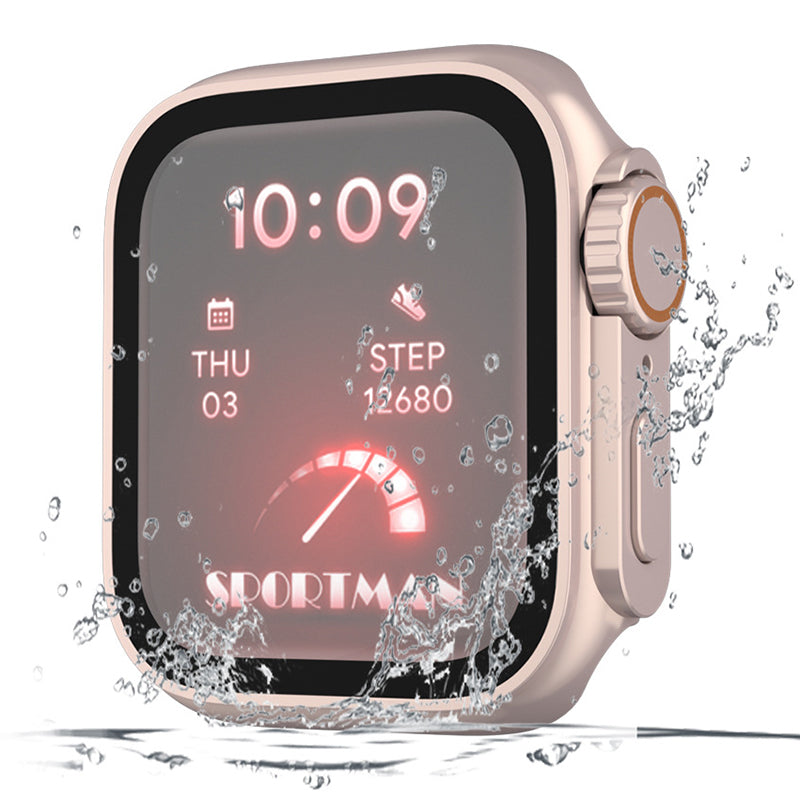 For Apple Watch Series 9 / 8 / 7 45mm Waterproof Hard PC Watch Case with Tempered Glass Screen Protector