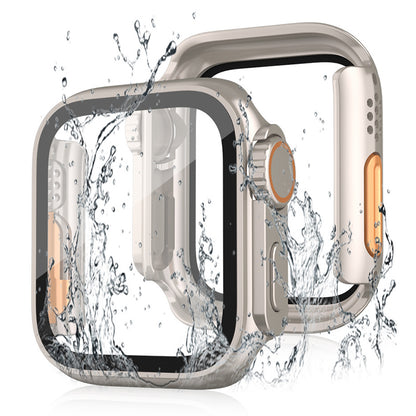 For Apple Watch Series 9 / 8 / 7 45mm Waterproof Hard PC Watch Case with Tempered Glass Screen Protector