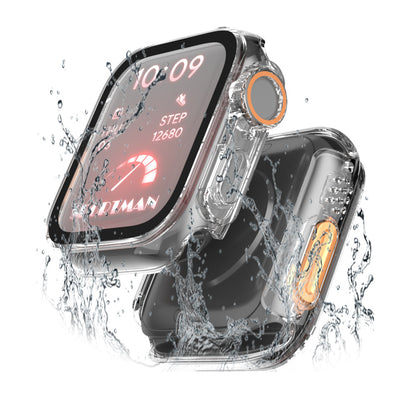 For Apple Watch Series 9 / 8 / 7 45mm Waterproof Hard PC Watch Case with Tempered Glass Screen Protector