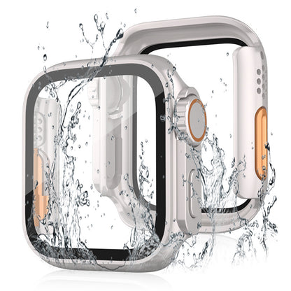 For Apple Watch Series 9 / 8 / 7 45mm Waterproof Hard PC Watch Case with Tempered Glass Screen Protector