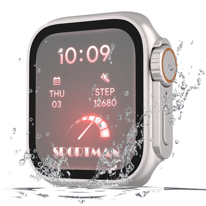 For Apple Watch Series 9 / 8 / 7 45mm Waterproof Hard PC Watch Case with Tempered Glass Screen Protector