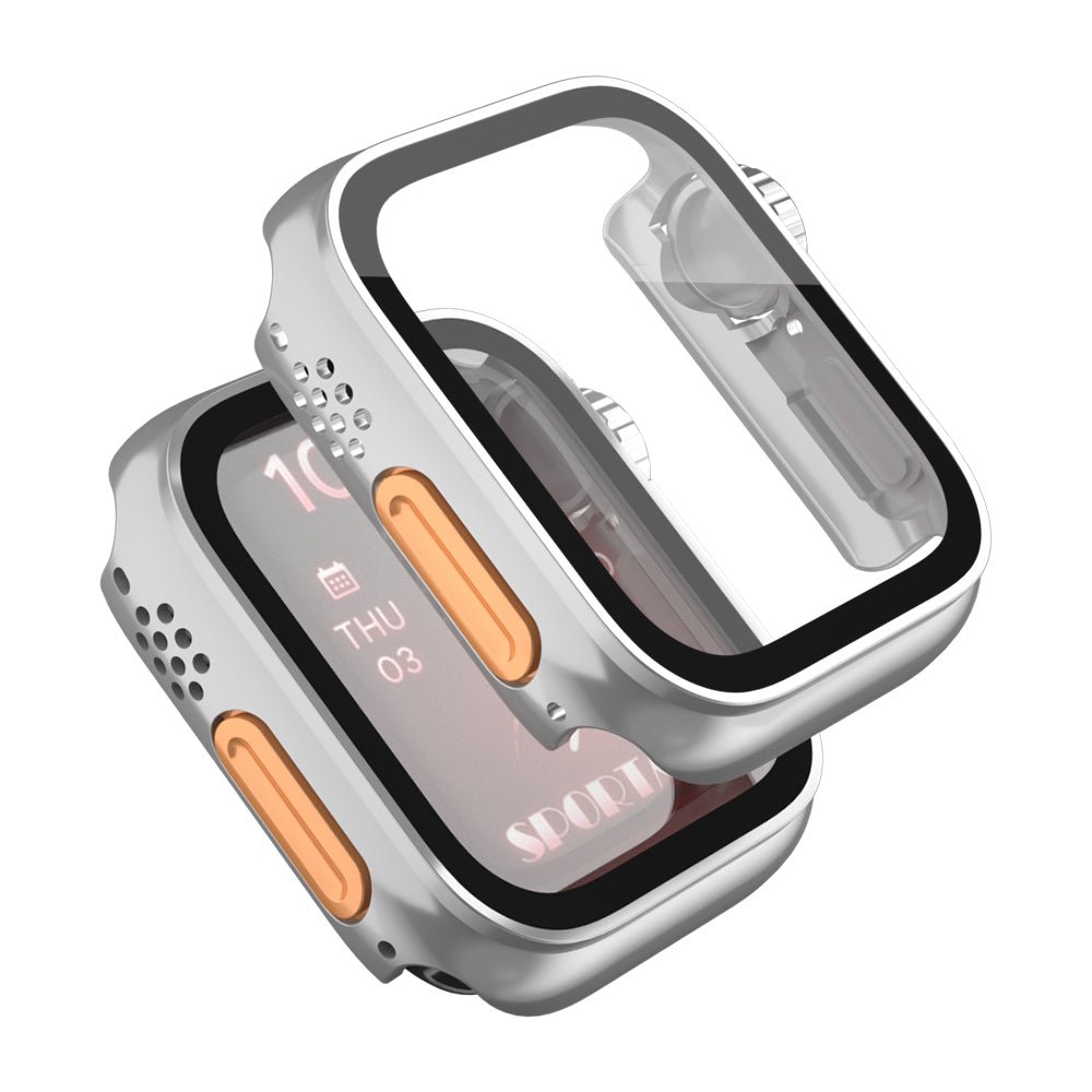 For Apple Watch Series 9 / 8 / 7 45mm Waterproof Hard PC Watch Case with Tempered Glass Screen Protector