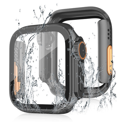 For Apple Watch Series 9 / 8 / 7 45mm Waterproof Hard PC Watch Case with Tempered Glass Screen Protector