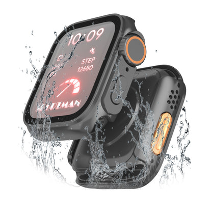 For Apple Watch Series 9 / 8 / 7 45mm Waterproof Hard PC Watch Case with Tempered Glass Screen Protector