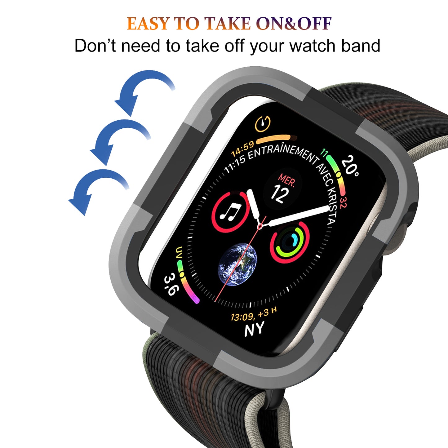 For Apple Watch Series 9 / 8 / 7 45mm TPU+PC Rugged Shockproof Case Anti-scratch Frame Armor Watch Cover