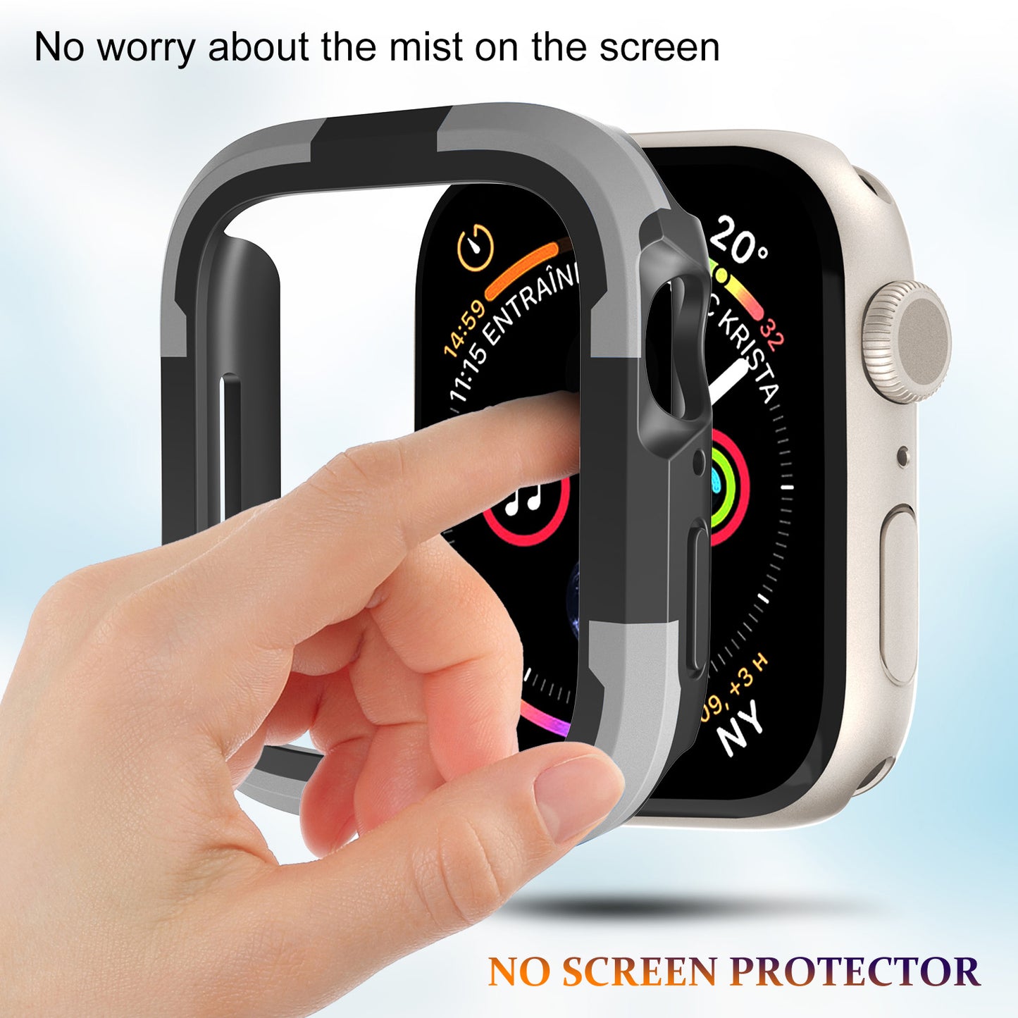 For Apple Watch Series 9 / 8 / 7 45mm TPU+PC Rugged Shockproof Case Anti-scratch Frame Armor Watch Cover