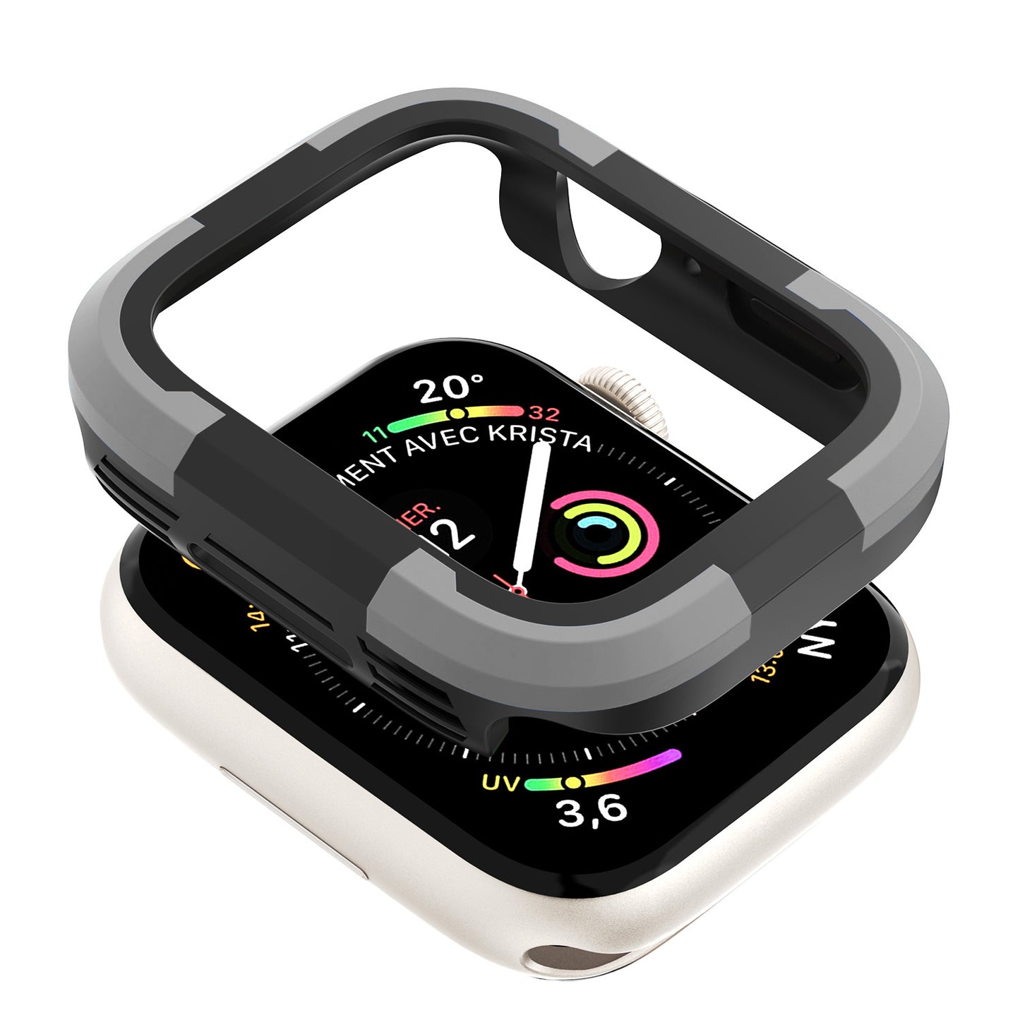 For Apple Watch Series 9 / 8 / 7 45mm TPU+PC Rugged Shockproof Case Anti-scratch Frame Armor Watch Cover