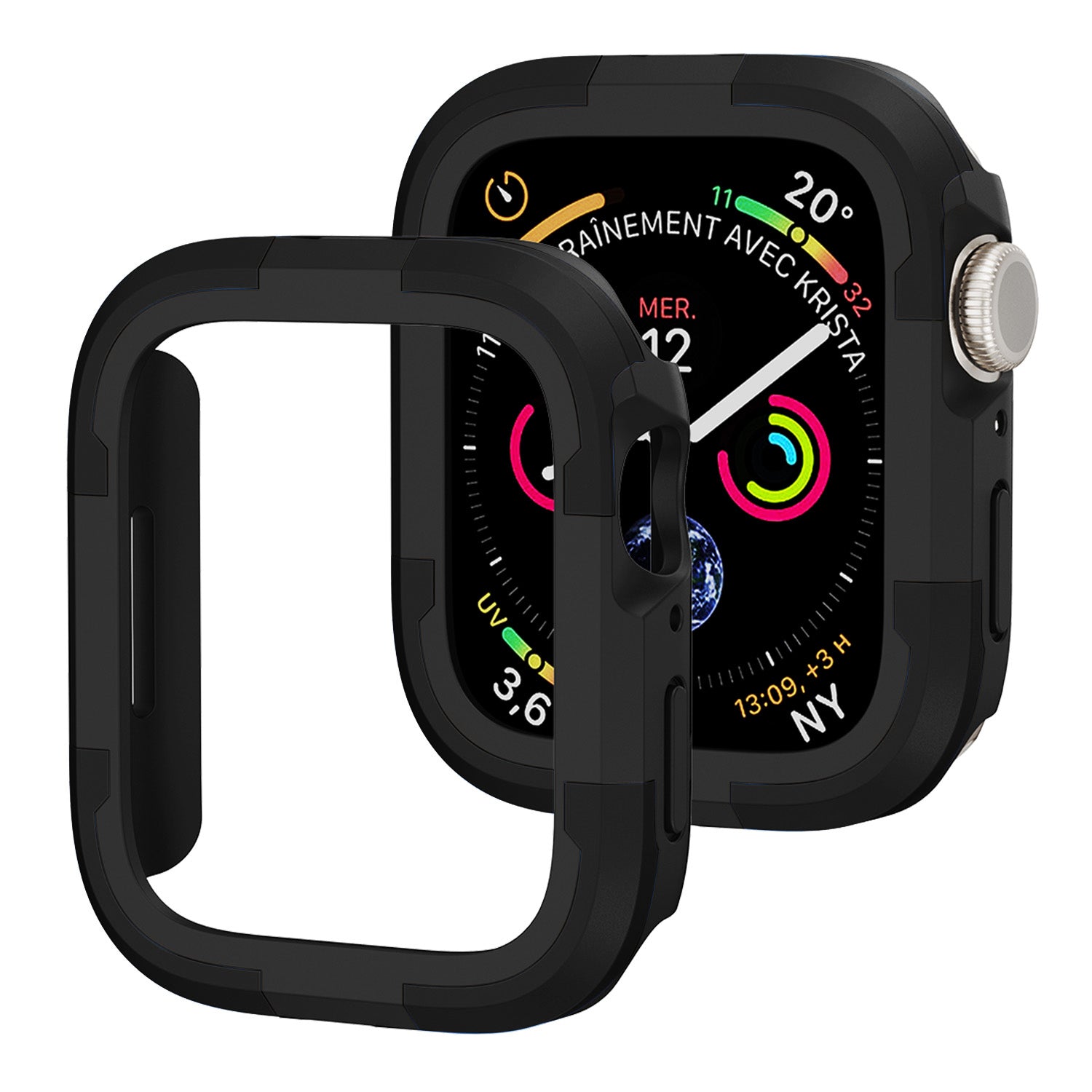 For Apple Watch Series 9 / 8 / 7 45mm TPU+PC Rugged Shockproof Case Anti-scratch Frame Armor Watch Cover