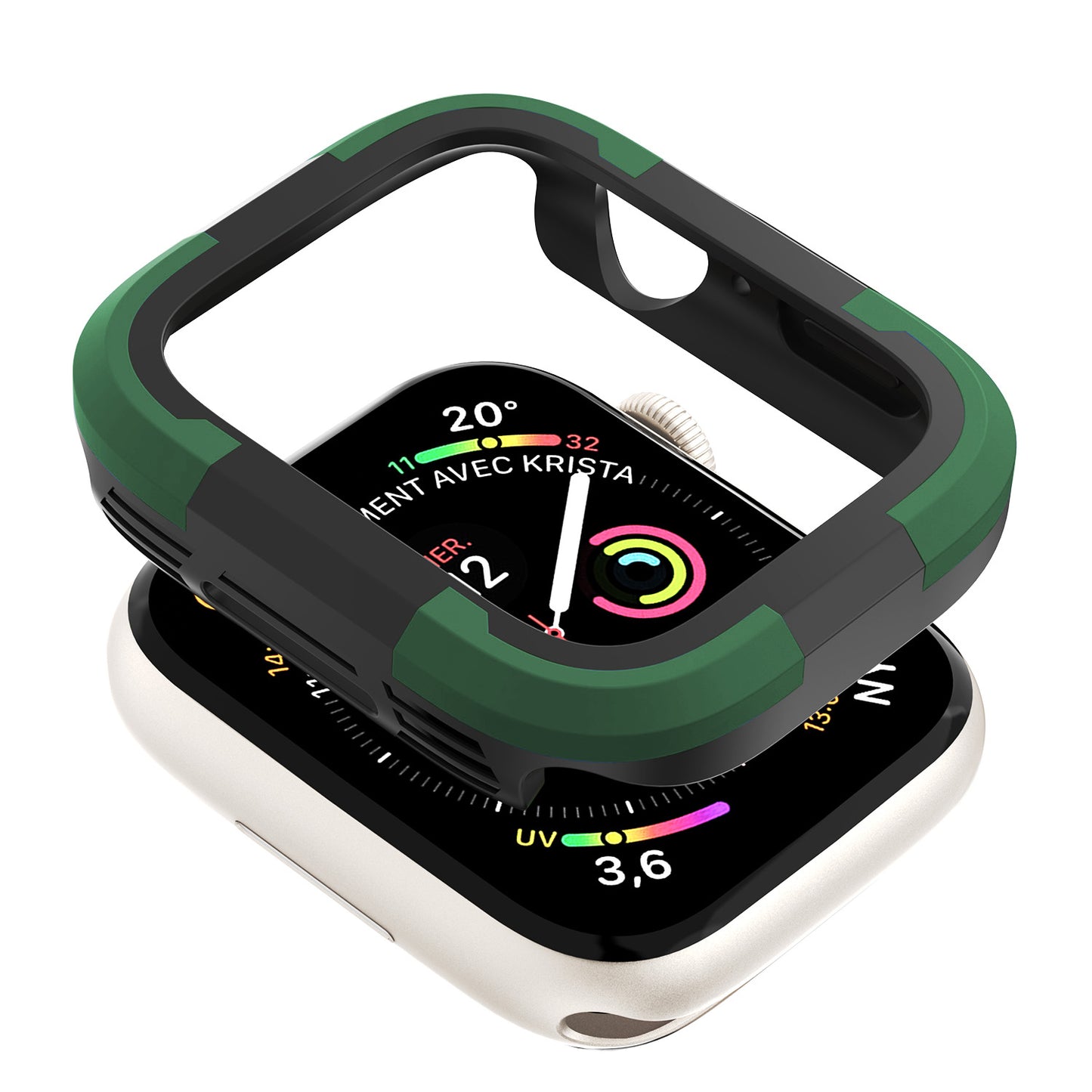 For Apple Watch Series 9 / 8 / 7 45mm TPU+PC Rugged Shockproof Case Anti-scratch Frame Armor Watch Cover
