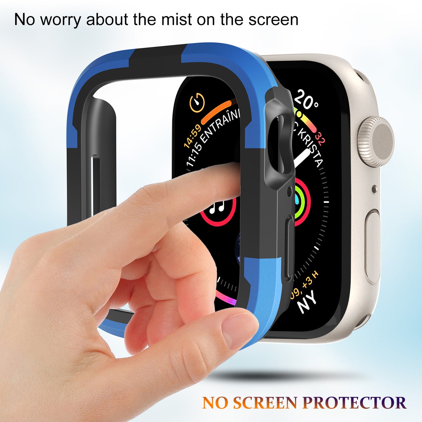 For Apple Watch Series 9 / 8 / 7 45mm TPU+PC Rugged Shockproof Case Anti-scratch Frame Armor Watch Cover