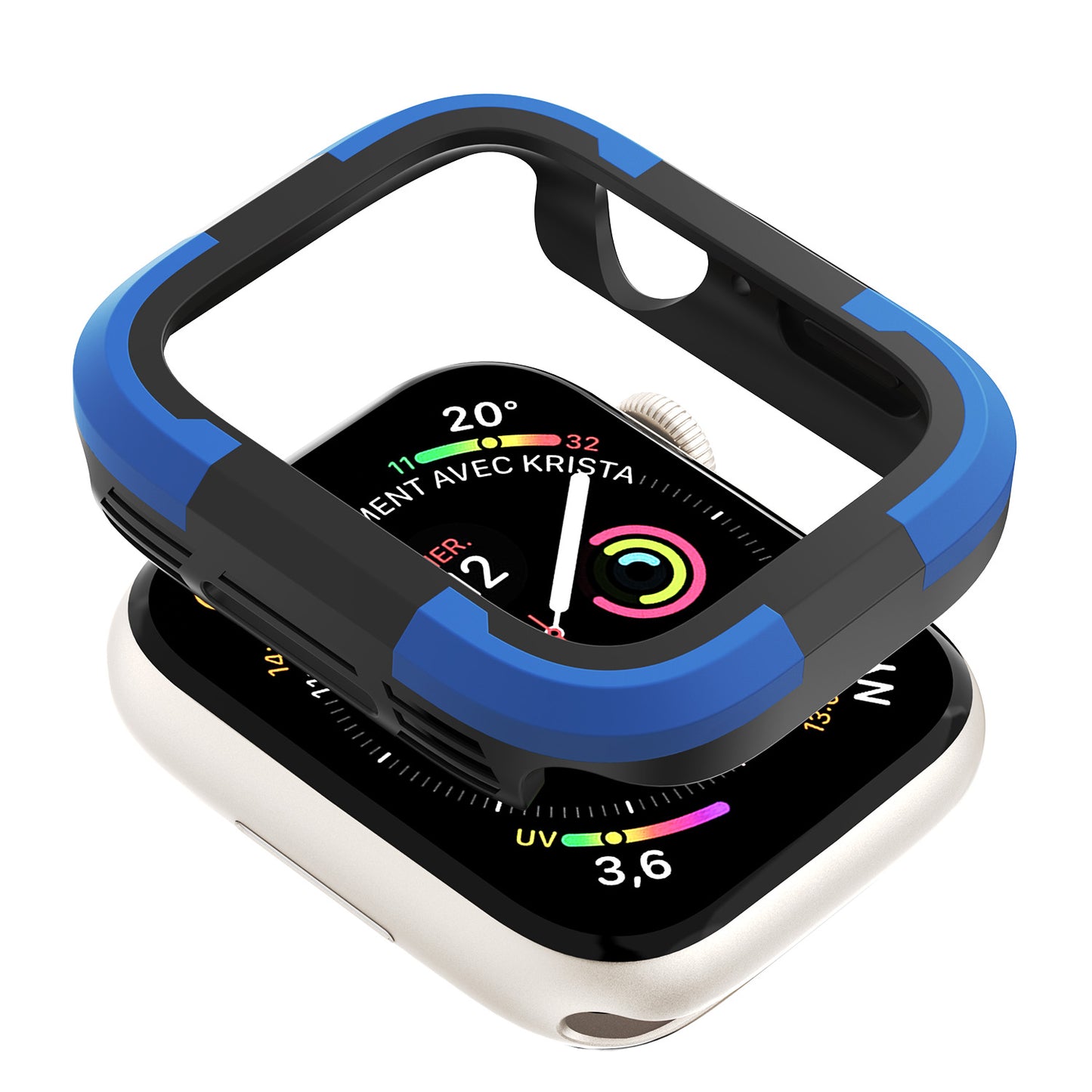 For Apple Watch Series 9 / 8 / 7 45mm TPU+PC Rugged Shockproof Case Anti-scratch Frame Armor Watch Cover